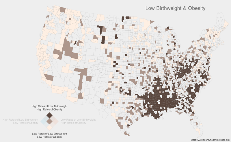 bivariate choropleth highlighting overall strength of variable